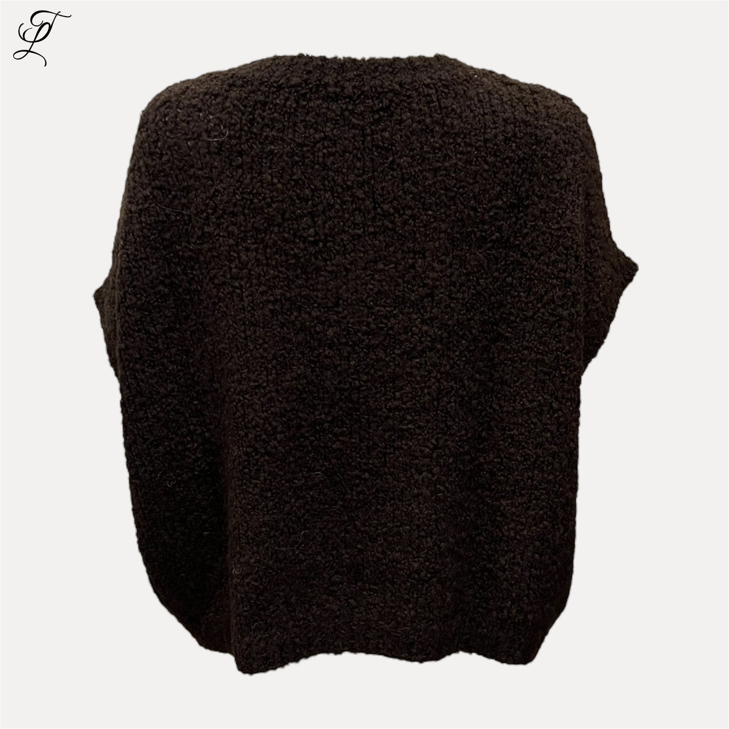 Donkerbruine zachte gebreide Chastar gilet Noa met mouwloos ontwerp en losse pasvorm, ideaal voor laagjes.