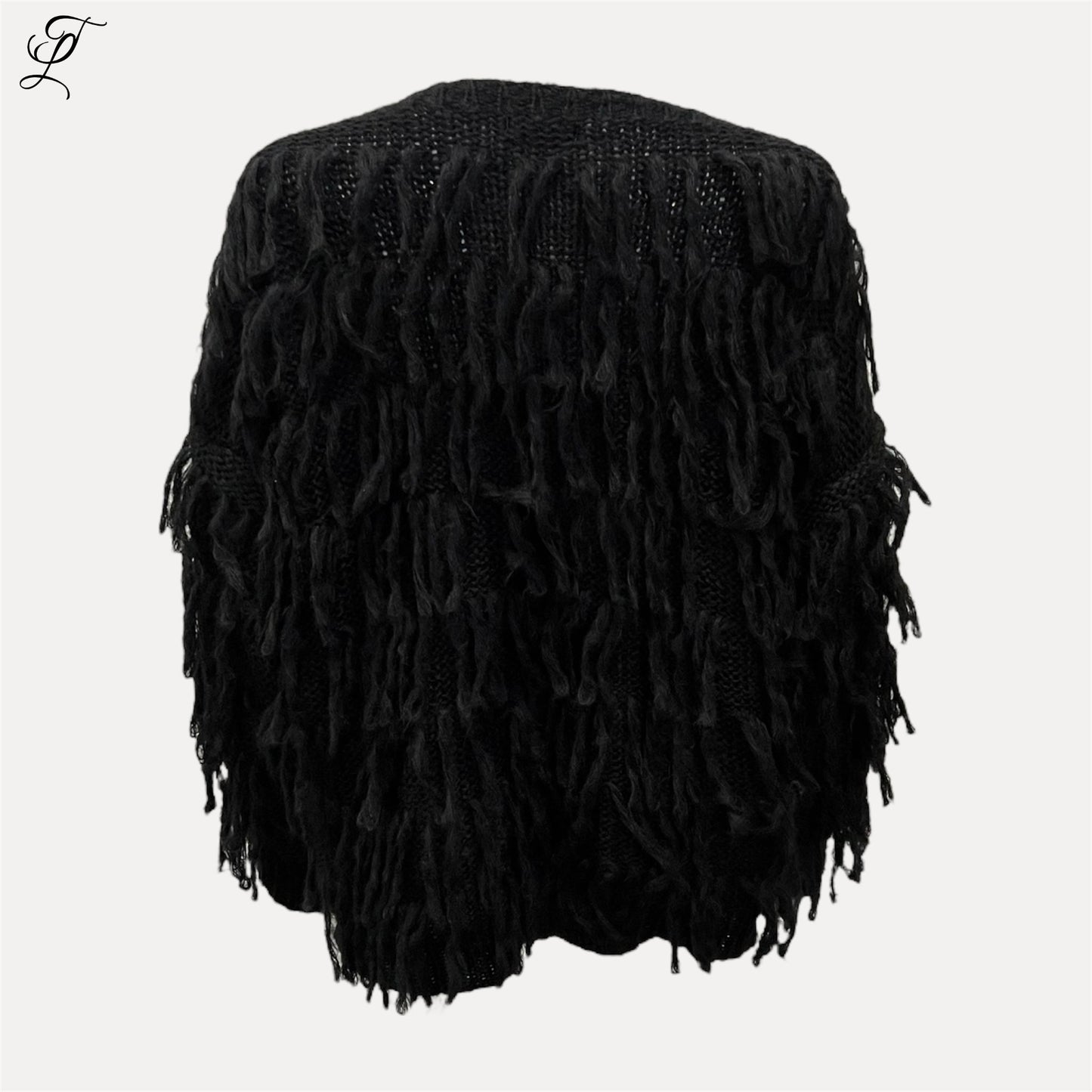 Zwart Chastar Fringe Knit Vest met losse breisel en decoratieve franjes uit de herfstcollectie, één maat passend.