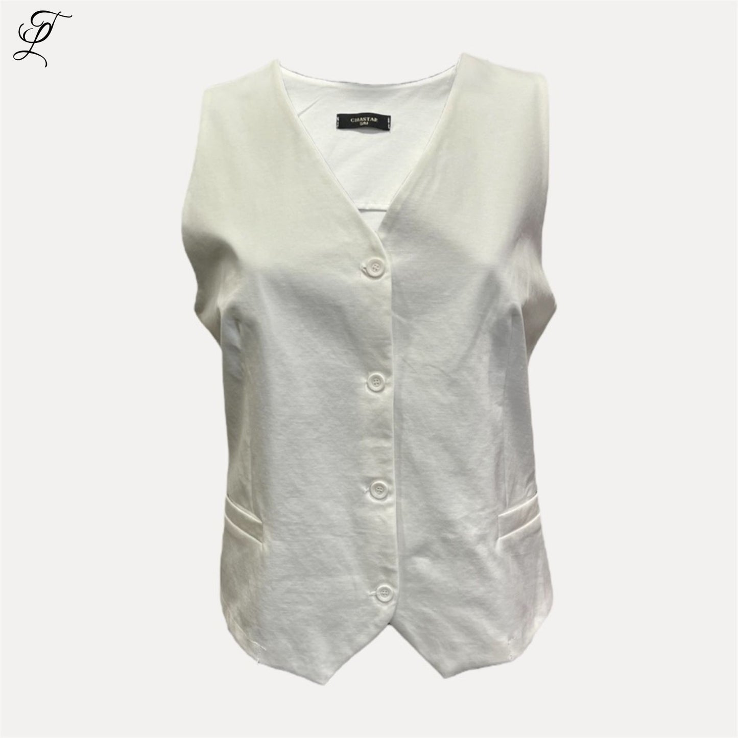 Chastar Tricot Gilet in off white met V-hals en sierknopen voor een casual en moderne look.