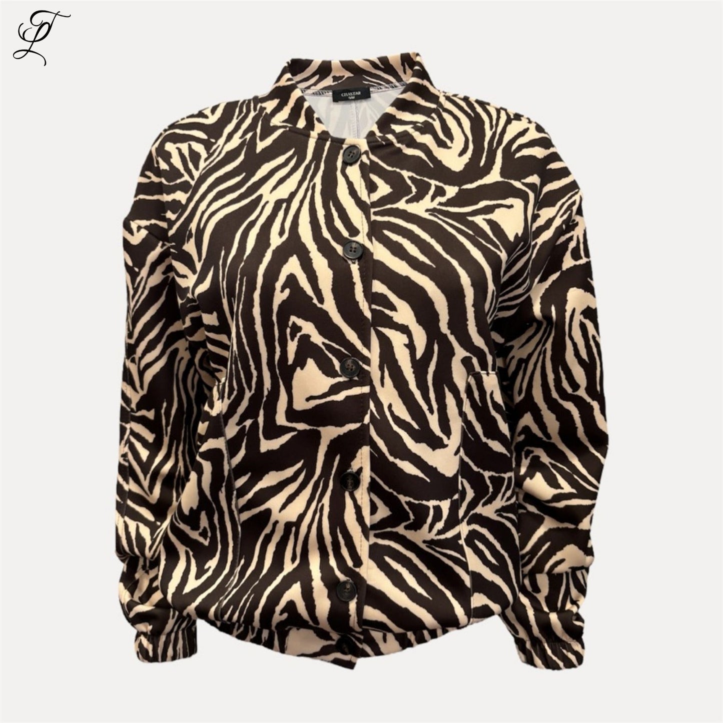 Chastar Bomberjas Zoë met zebraprint, relaxte pasvorm en comfortabele stof voor een trendy look.