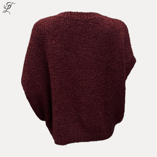 Chastar Soft Knit Gilet Noa in bordeaux met zachte gebreide structuur, losse pasvorm, geschikt voor S t/m XL.