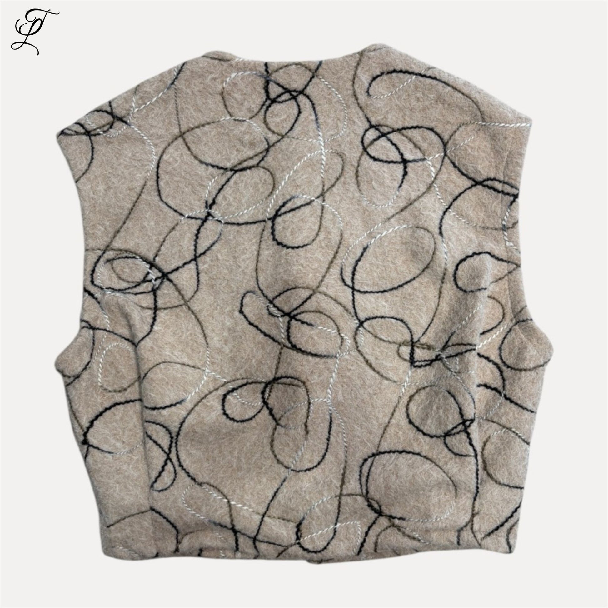 Chastar gilet in beige met speels abstract borduurpatroon, zachte stof, geschikt voor casual en geklede gelegenheden.