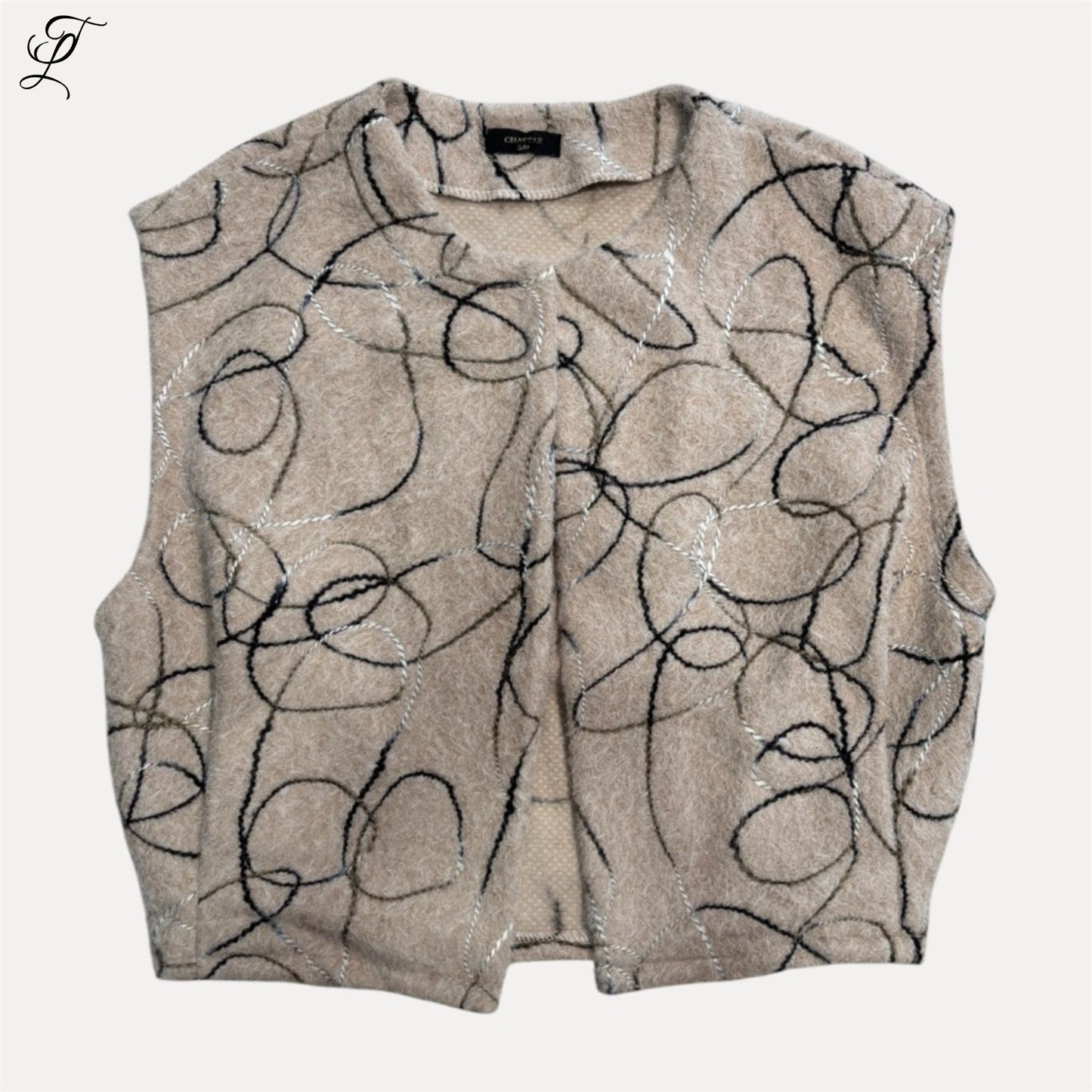 Chastar gilet met zacht materiaal en abstract borduurpatroon in beige, ideaal voor diverse gelegenheden en stijlen.