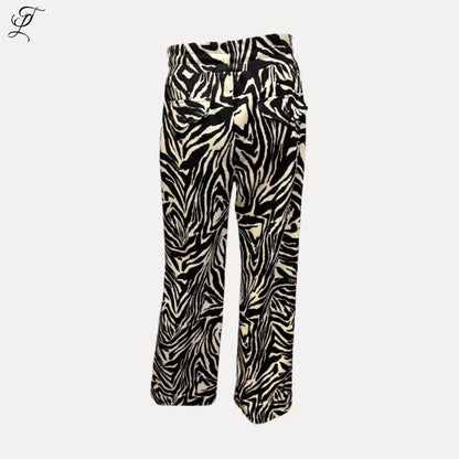Chastar Broek Zoë met zebraprint, rechte pijpen en comfortabele pasvorm in contrasterende kleuren Chastar Shop