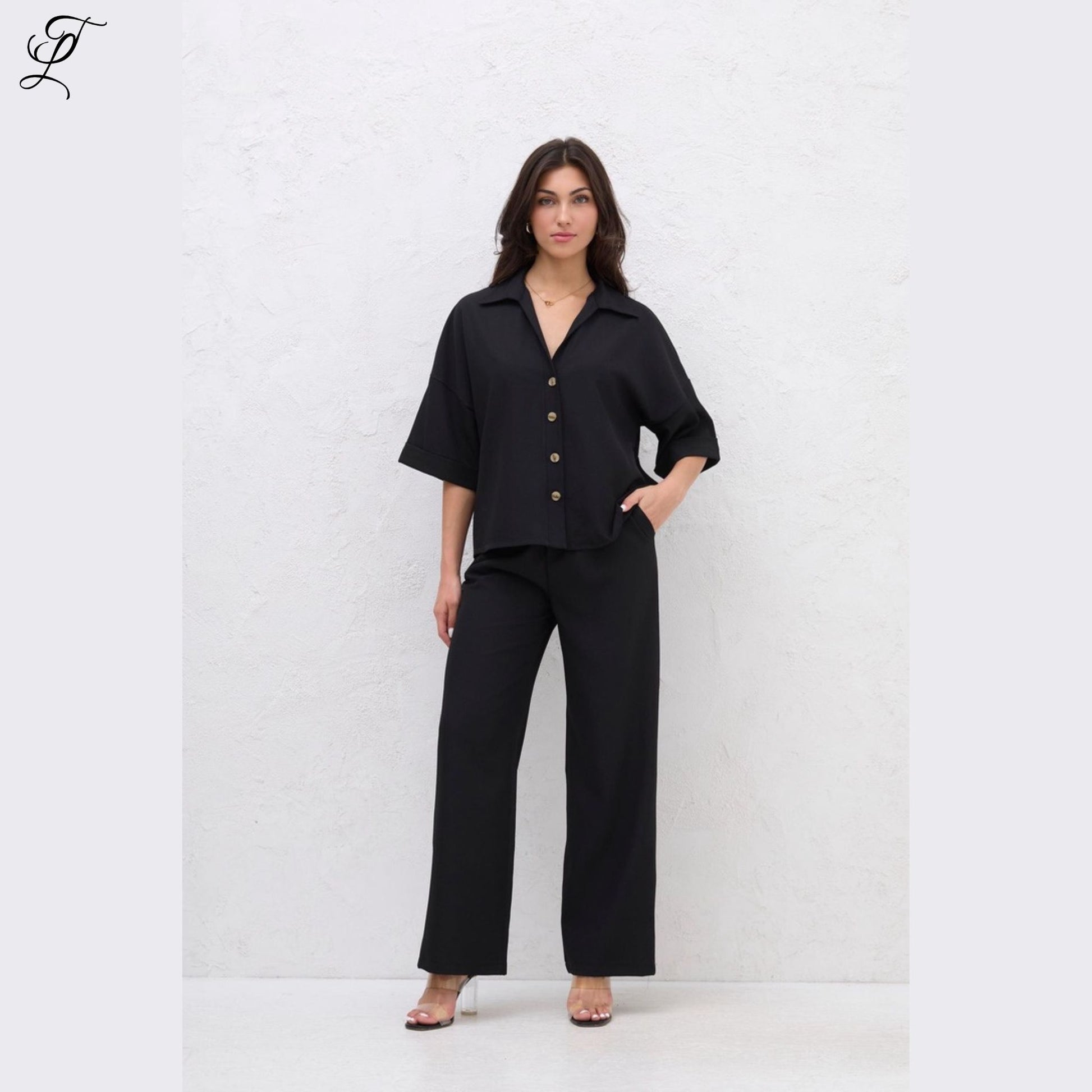 Chastar Pantalon zwarte losse broek met rechte pijpen, stijlvolle en comfortabele pasvorm, Broeken Chastar