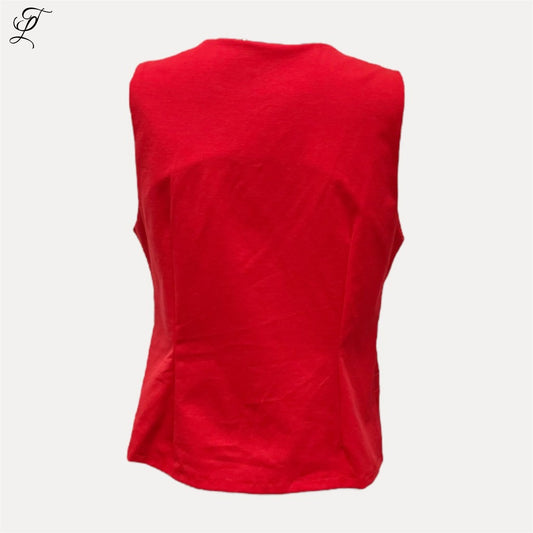 Chastar Tricot Gilet Ruby in rood met mouwloos design en flatterende pasvorm voor een casual en stijlvolle look.