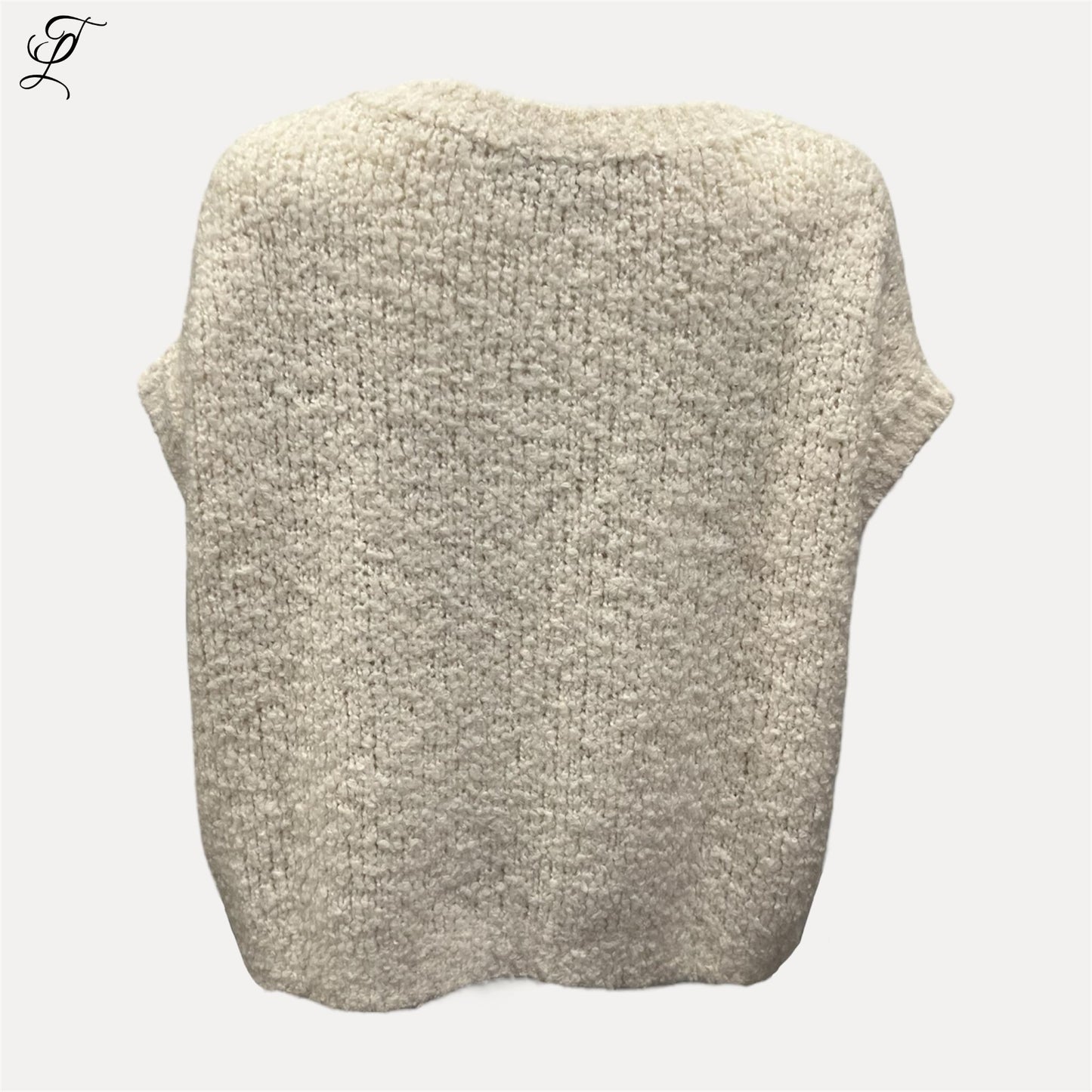 Chastar Soft Knit Gilet Noa in beige met zachte gebreide structuur, mouwloos en losse pasvorm, ideaal voor laagjes.