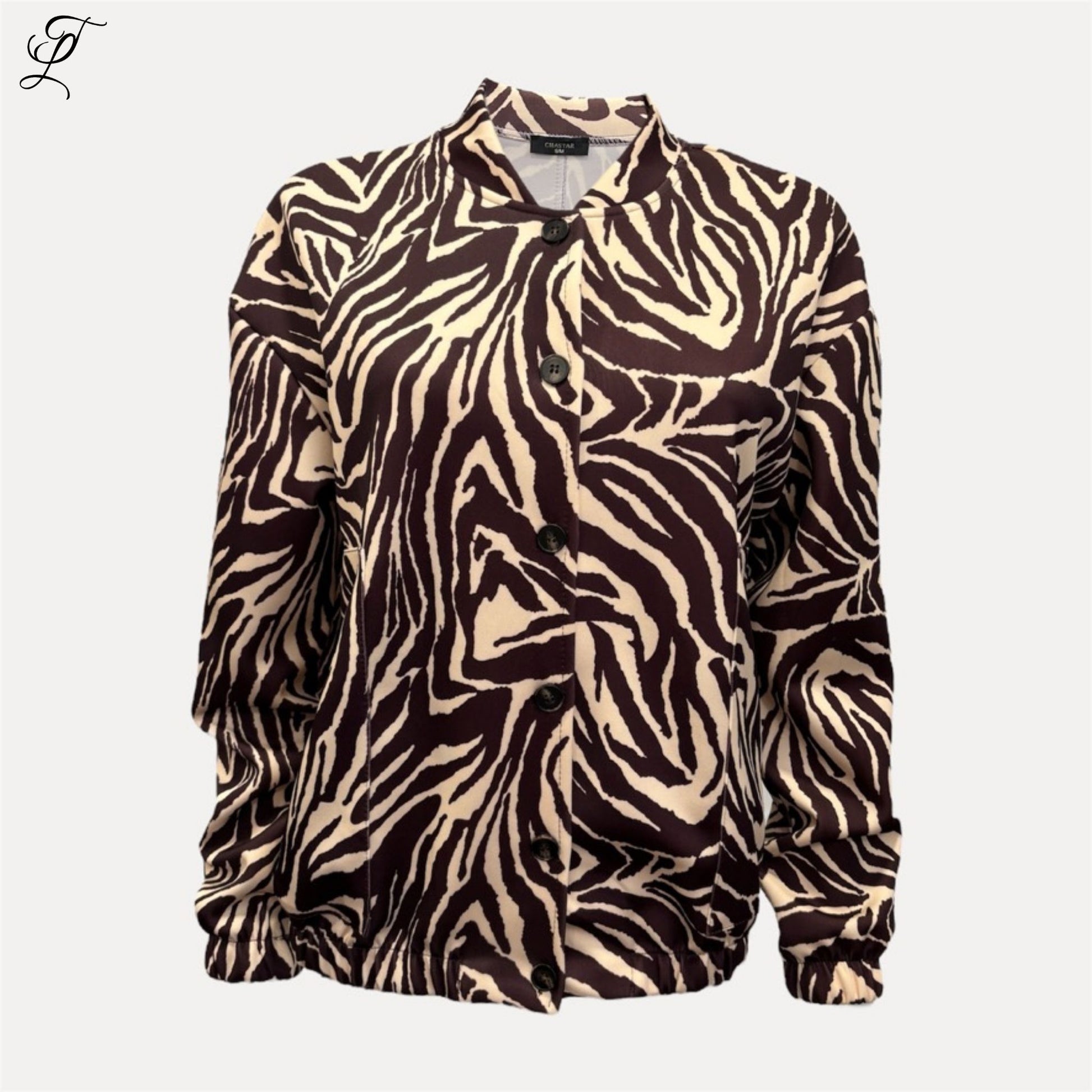 Chastar Bomberjas Zoë met zebraprint, relaxte bomber fit en soepele stof voor een modieuze en comfortabele look.