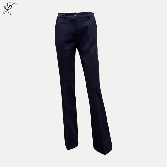 Chastar Klassieke flair broek in donkerblauw met elegante snit en uitlopende pijpen voor een tijdloze look