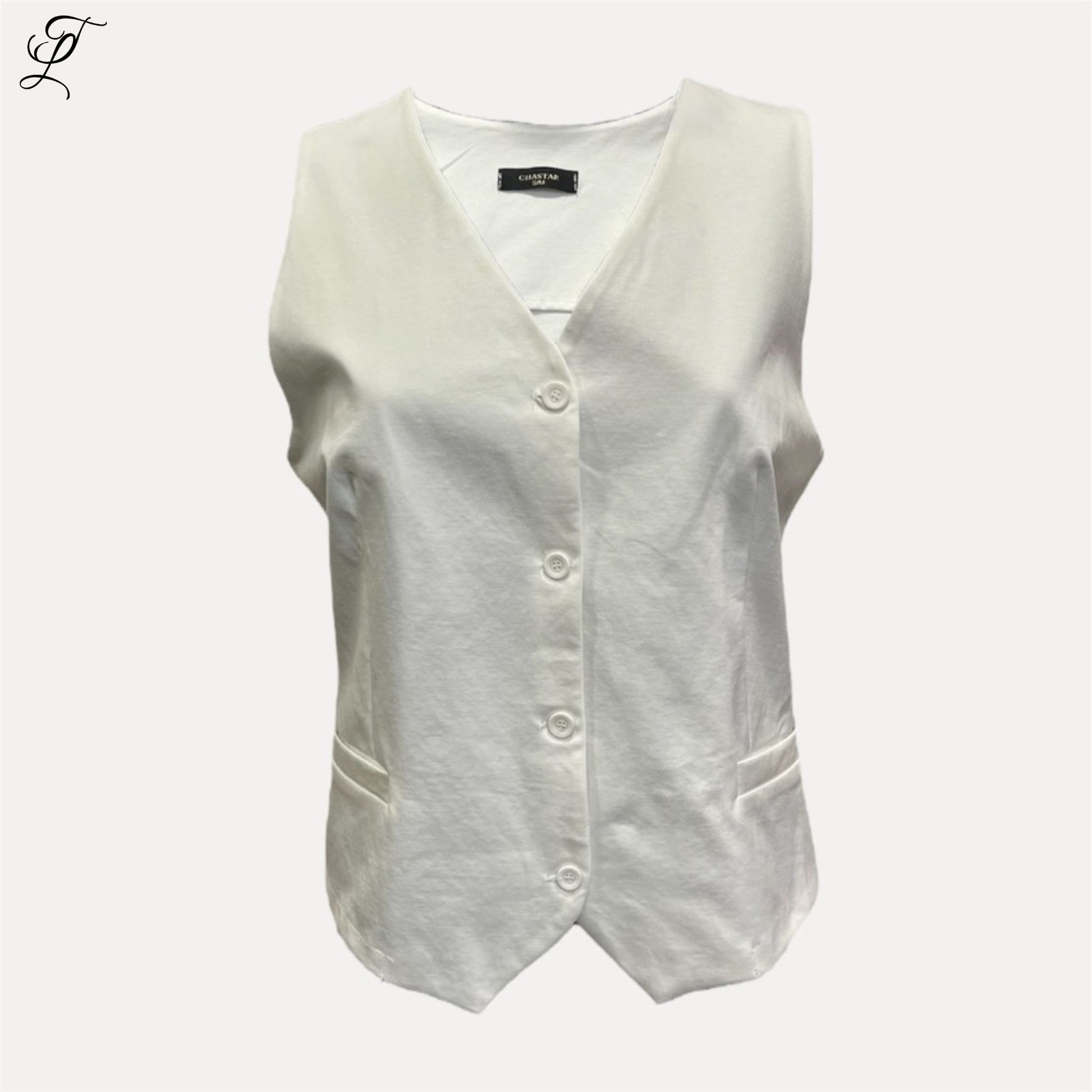 Chastar Tricot Gilet in off white met V-hals en sierknopen voor een casual en moderne look.